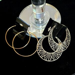 2 pairs NWOT Big Hoop Earrings